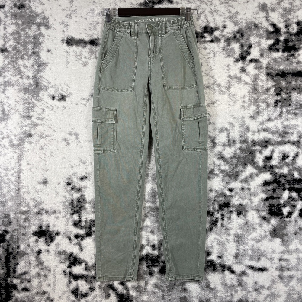 American Eagle Pants Womens Size 000 Cargo Elastic Waist Skater‎ Lyocell Stretch